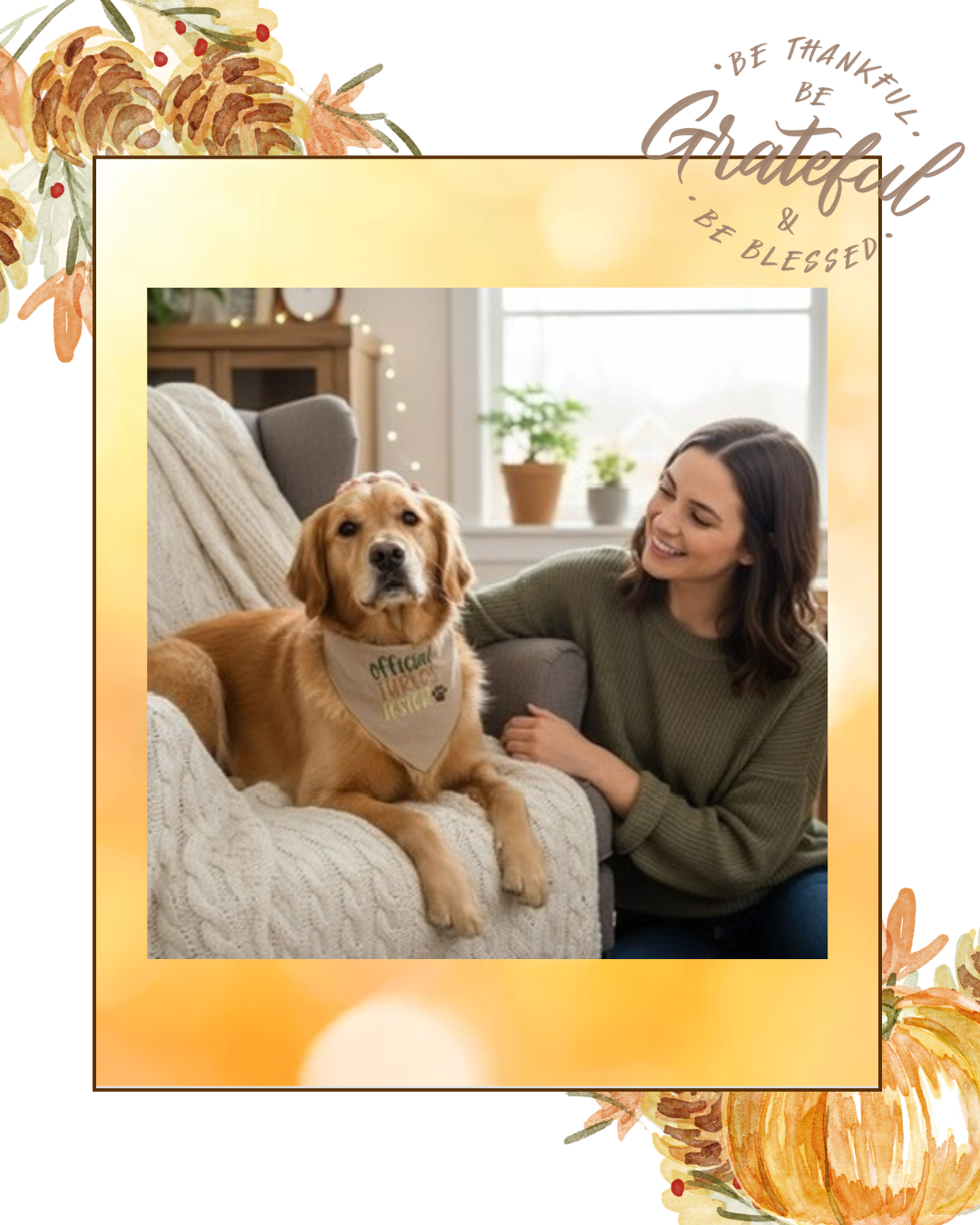 Personalized Fall Flowers- Dog Bandana