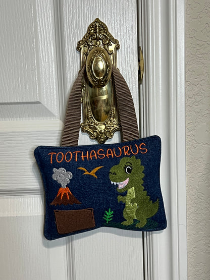 Boy or Girl - T Rex Dinosaur Tooth Pillow 1