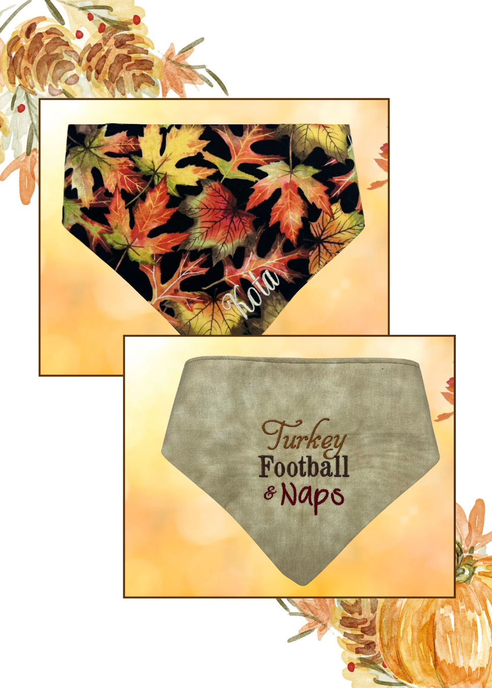 Personalized Fall Leaf- Dog bandana