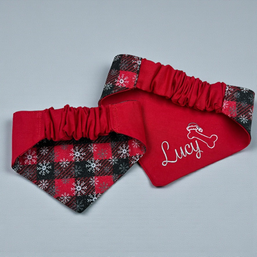 Snowflake Flannel Custom Dog Bandana
