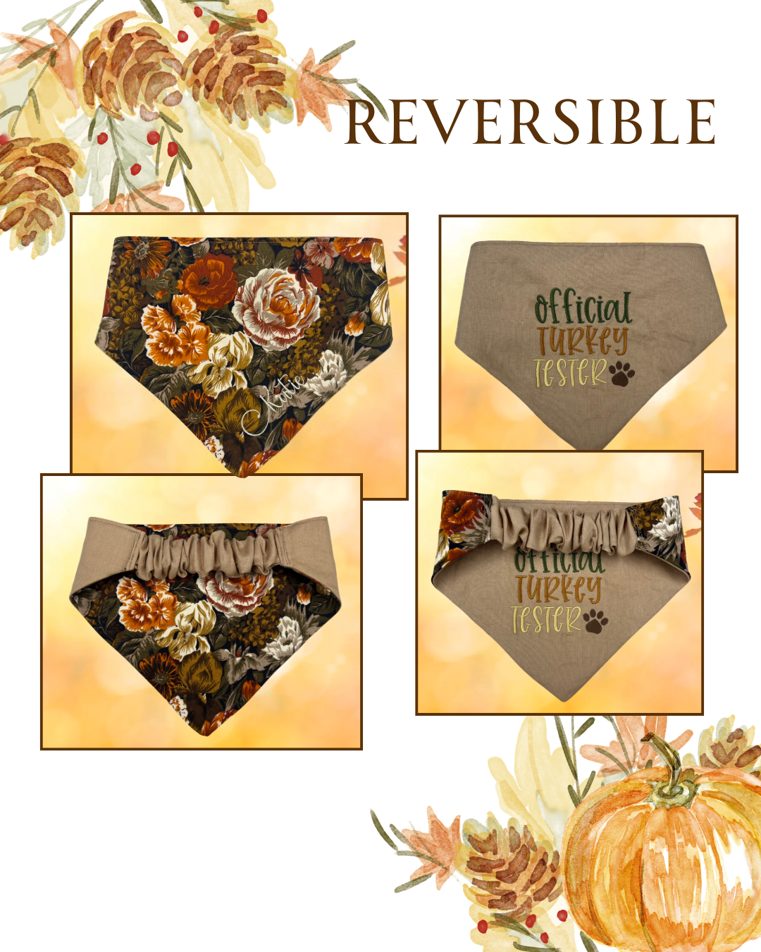 Personalized Fall Flowers- Dog Bandana