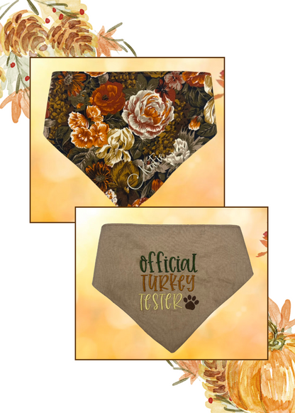 Personalized Fall Flowers- Dog Bandana
