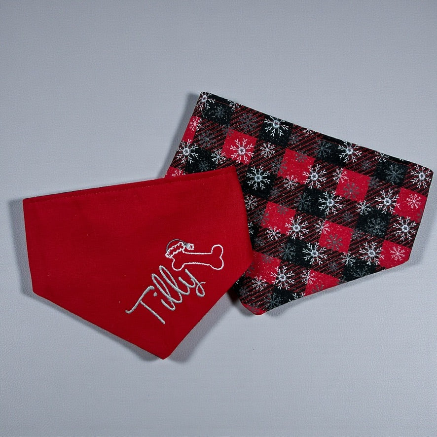 Snowflake Flannel Custom Dog Bandana