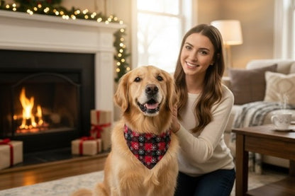Snowflake Flannel Custom Dog Bandana