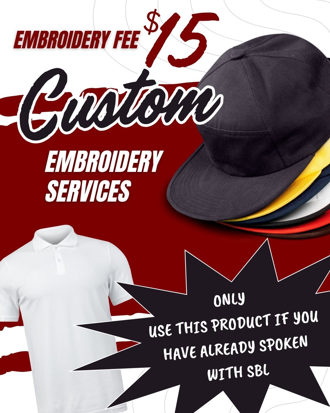 Min. Custom Embroidery Fee